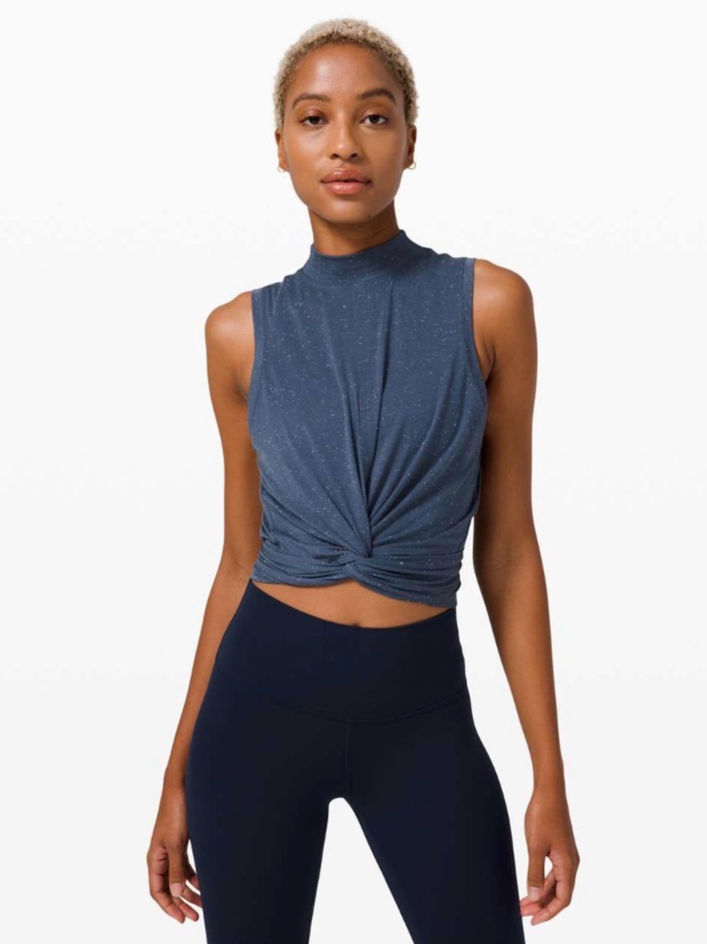 lululemon athletica Sleeveless Twist Crop Top in Navy Blue